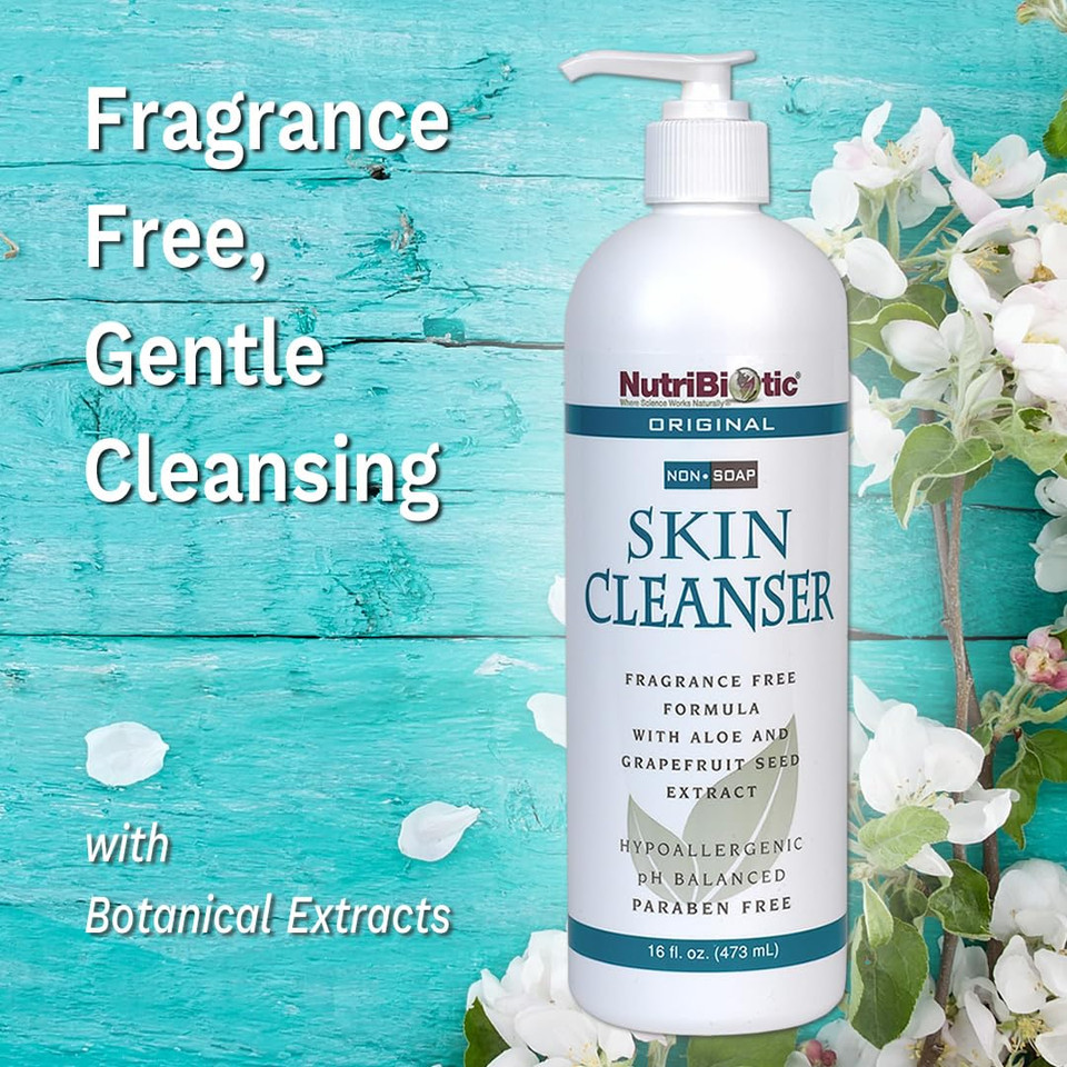 Nutribiotic Original Non-Soap Skin Cleanser, 16 Oz Twin Pack | Fragrance Free With Gse | Ph Balanced, Hypoallergenic & Biodegradable | Free Of Parabens, Fragrance, Phosphates, Sls, Dyes, & Colorings16 Fl Oz (Pack Of 2)