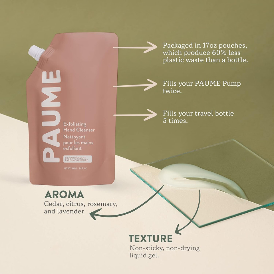 Paume Exfoliating Hand Soap Cleanser | 16.9 Fl Oz / 500 Ml | Silicon & Paraben Free, No Artificial Fragrances & Vegan