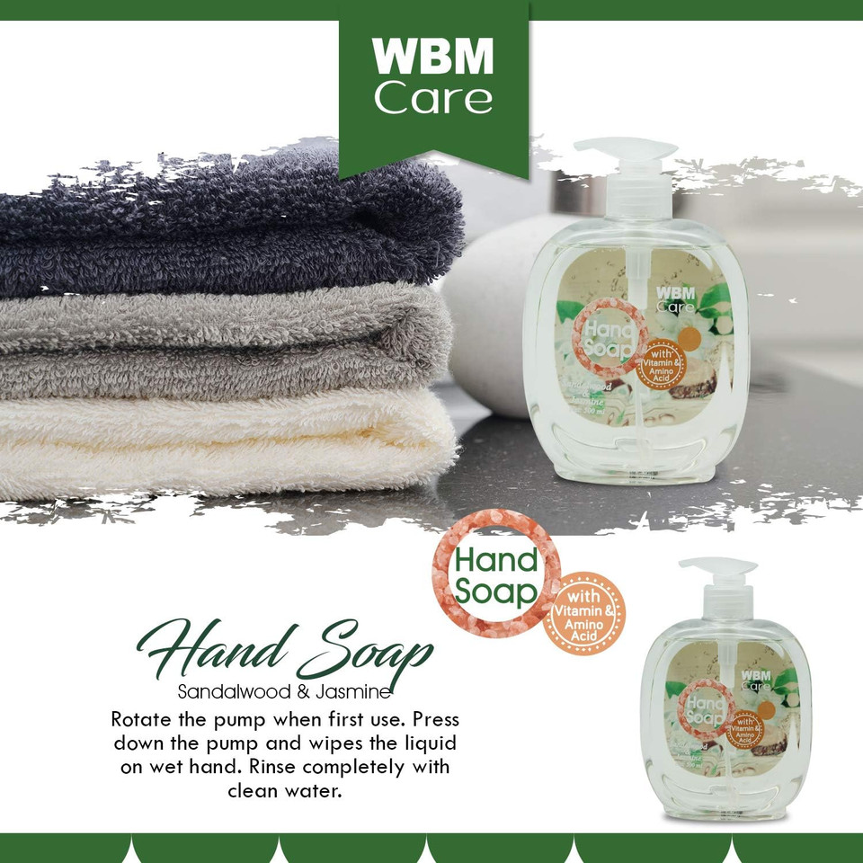 Wbm Care Gift Set Hand Wash, Gentle & Smooth For Your Skin | Lemon & Green, Sandalwood & Jasmine, Lavender & Almond, Tea Tree & Rosemary | Liquid Soap - 4 In 1Gift Set, 500Ml (Pack Of 4)