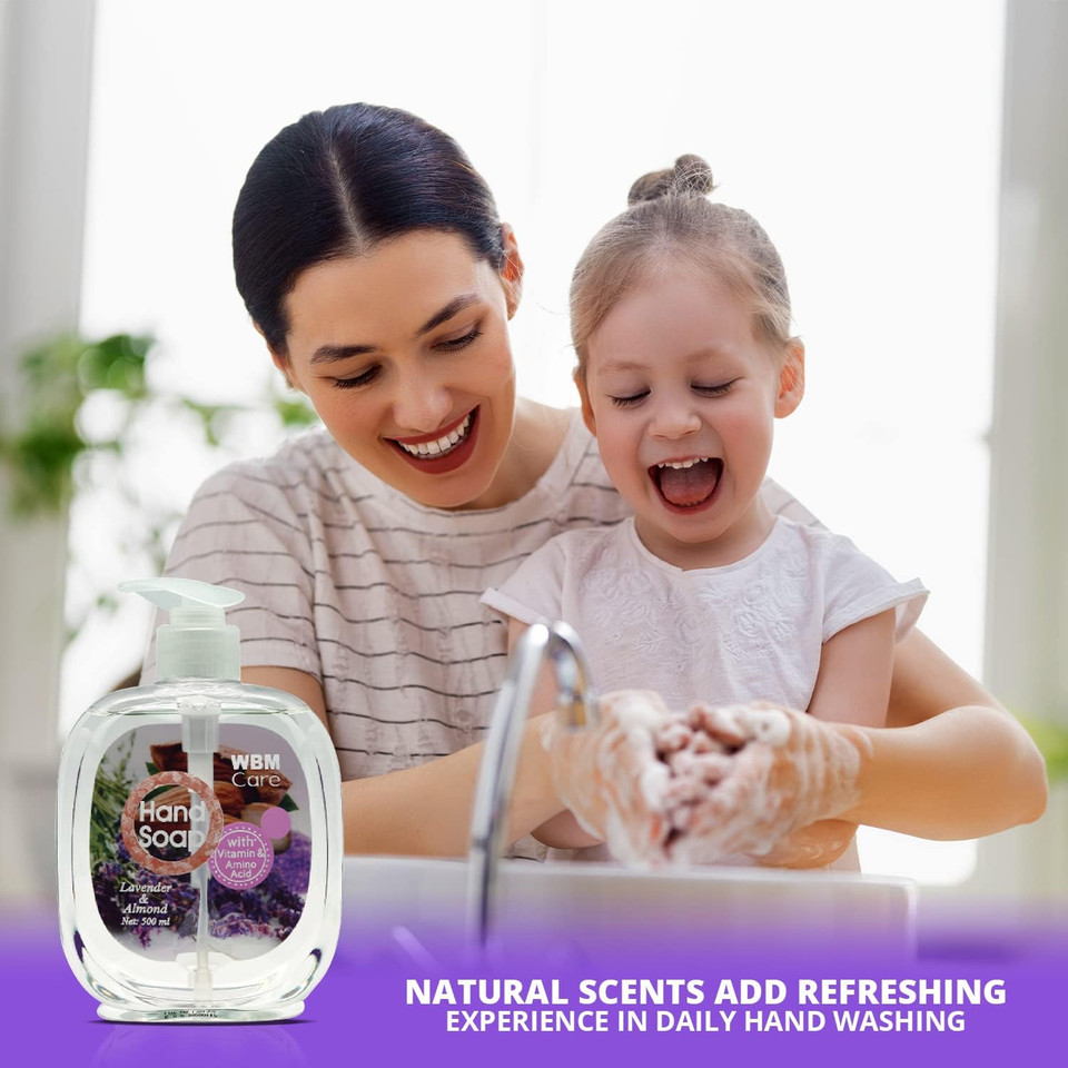 Wbm Care Gift Set Hand Wash, Gentle & Smooth For Your Skin | Lemon & Green, Sandalwood & Jasmine, Lavender & Almond, Tea Tree & Rosemary | Liquid Soap - 4 In 1Gift Set, 500Ml (Pack Of 4)