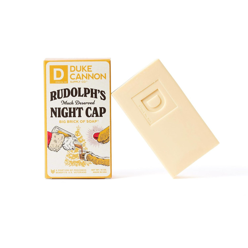 Duke Cannon Supply Co. Big Brick Of Soap Bar For Men Holiday Edition Rudolph'S Much Deserved Night Cap (Toasted Cinnamon&Leather) Multi-Pack- Superior Grade, Extra Large, Paraben-Free 10 Oz (3 Pack)10 Ounce (Pack Of 3)