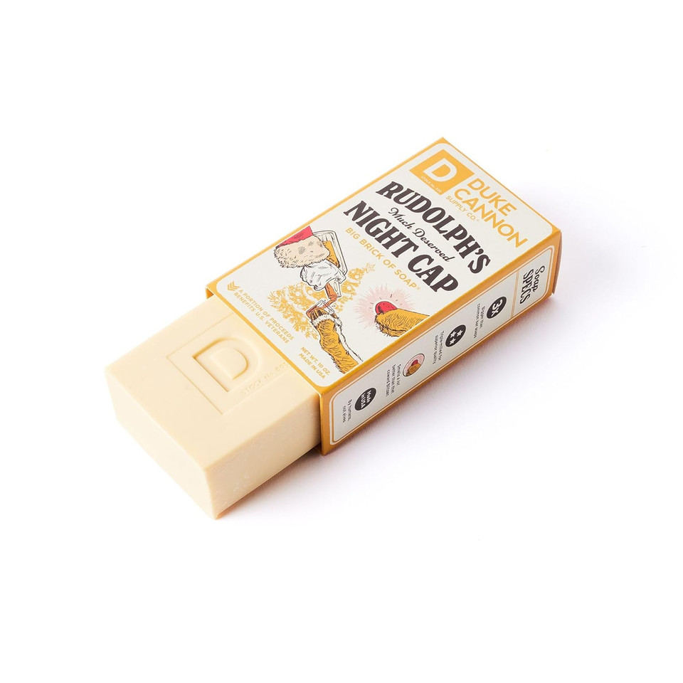 Duke Cannon Supply Co. Big Brick Of Soap Bar For Men Holiday Edition Rudolph'S Much Deserved Night Cap (Toasted Cinnamon&Leather) Multi-Pack- Superior Grade, Extra Large, Paraben-Free 10 Oz (3 Pack)10 Ounce (Pack Of 3)