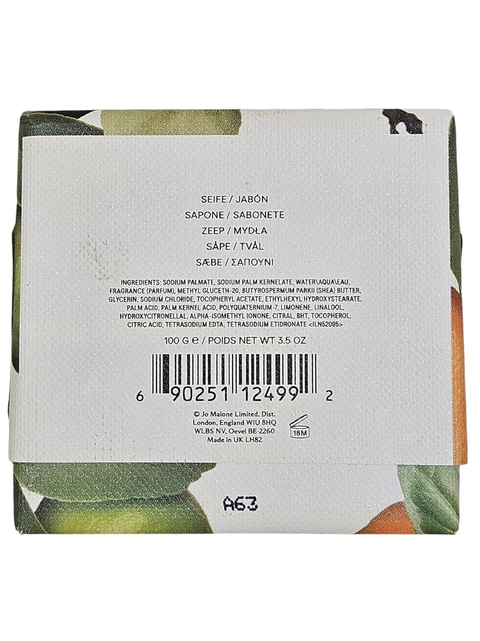 Jo Malone Lime Basil And Mandarin Soap For Unisex, Thyme, 3.5 Ounce