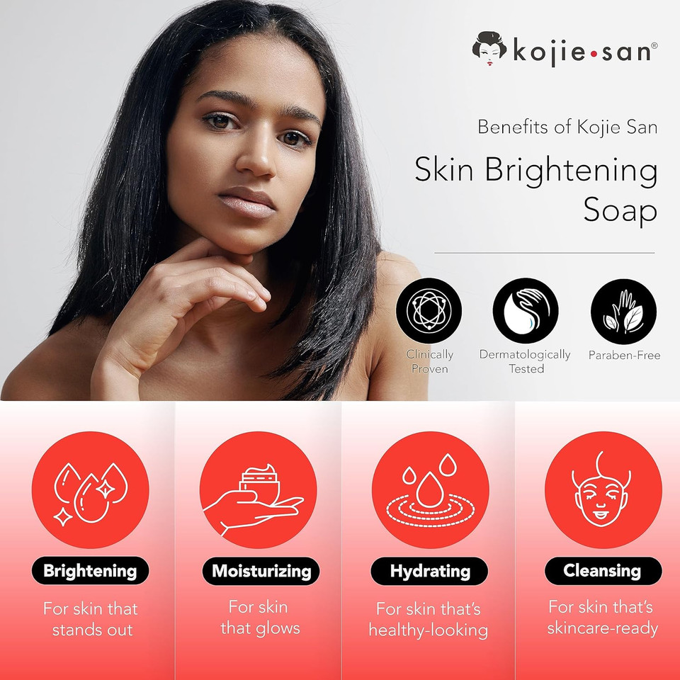 Kojie San Skin Brightening Soap  The Original Kojic Acid Soap That Reduces Dark Spots, Hyper-Pigmentation, & Other Types Of Skin Damage  3 X 65G Bars