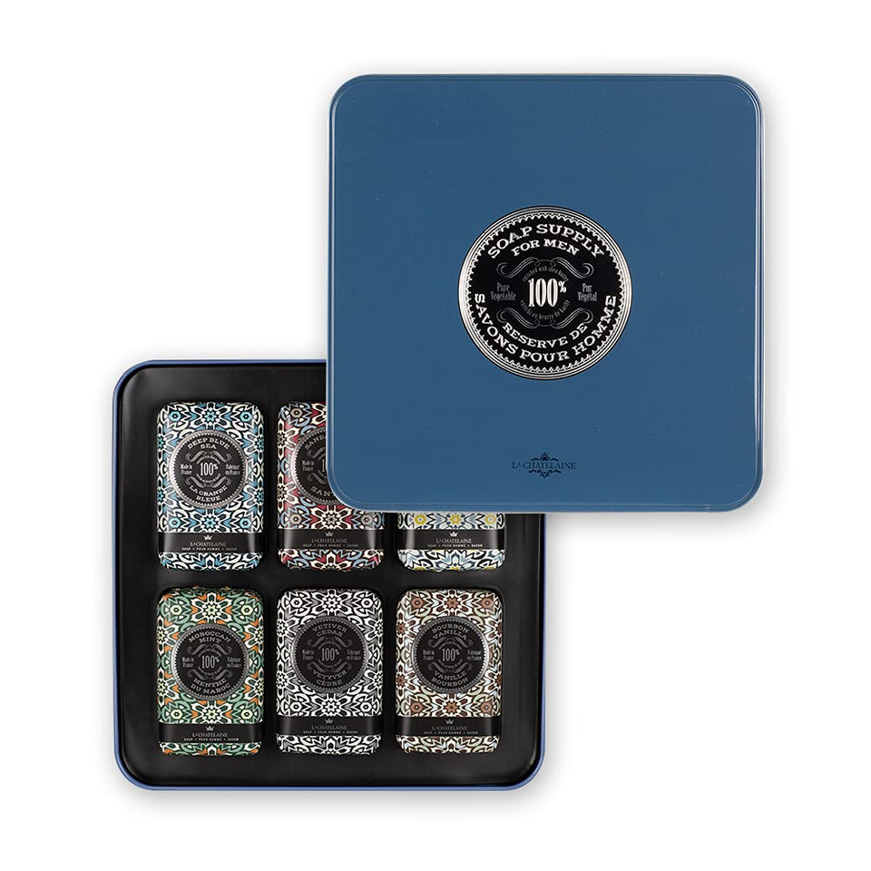 La Chatelaine Bar Soap For Men, Vegan, Natural And Organic Shea Butter Soap Bars, Father'S Day Grooming Set, Gift For Him, Triple Milled, Made In France, 8.8 Oz (Pack Of 6) - Indigoindigo