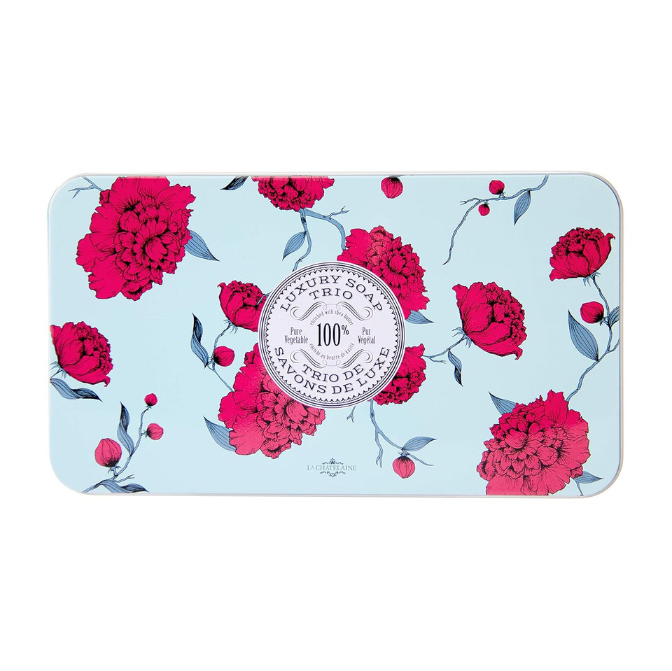 La Chatelaine Luxury Bar Soap Trio Gift Set Tin | Made In France | Natural And Organic | Shea Butter Formula | 3 X 7 Oz / 200G -Aqua Soap Trio (Coconut Milk, Shea, Sweet Almond)
