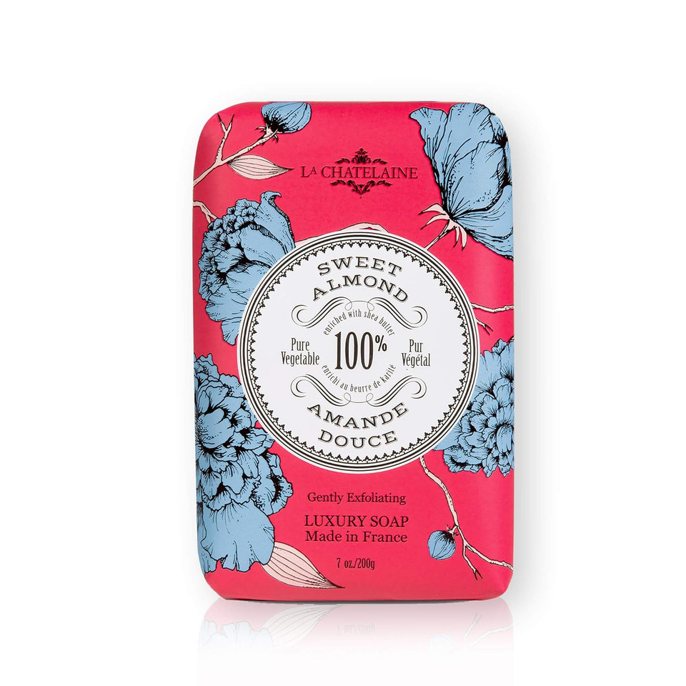 La Chatelaine Luxury Exfoliating Bar Soap | Natural Shea Formula (Sweet Almond, 7 Oz)