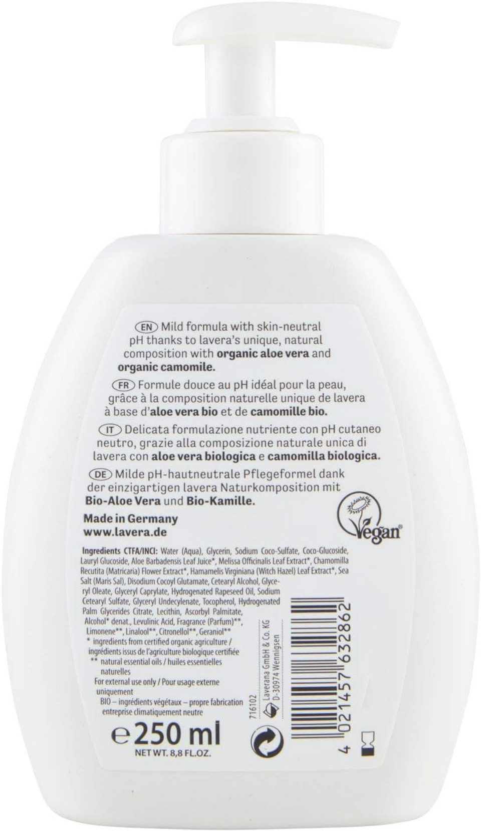 Lavera Basic Sensitive Gentle Care Hand Wash  Organic Aloe Vera & Organic Chamomile  Mild Cleansing  Vegan  Skin-Neutral Ph  250Ml Lavera Basic Sensitive Gentle Care Hand Wash  Organic Aloe Vera & Organic Chamomile  Mild Cleansing  Vegan  Skin-Neutral Ph  250Ml