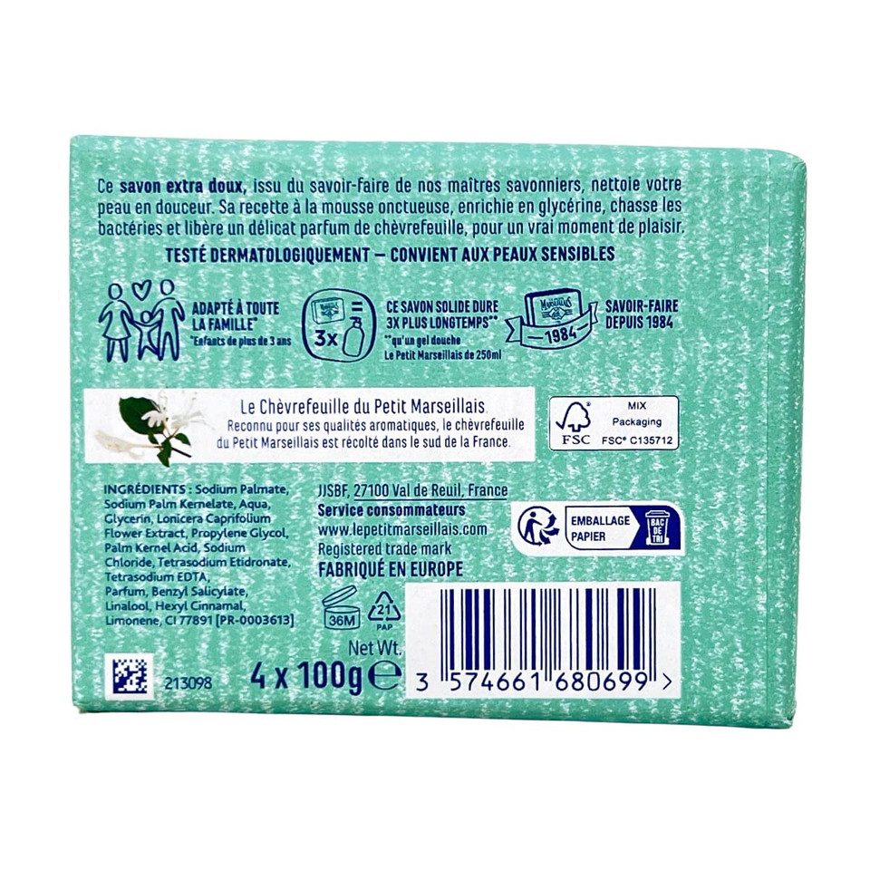 Le Petit Marseillais - Soap - 4 X 100 G - Honeysuckle
