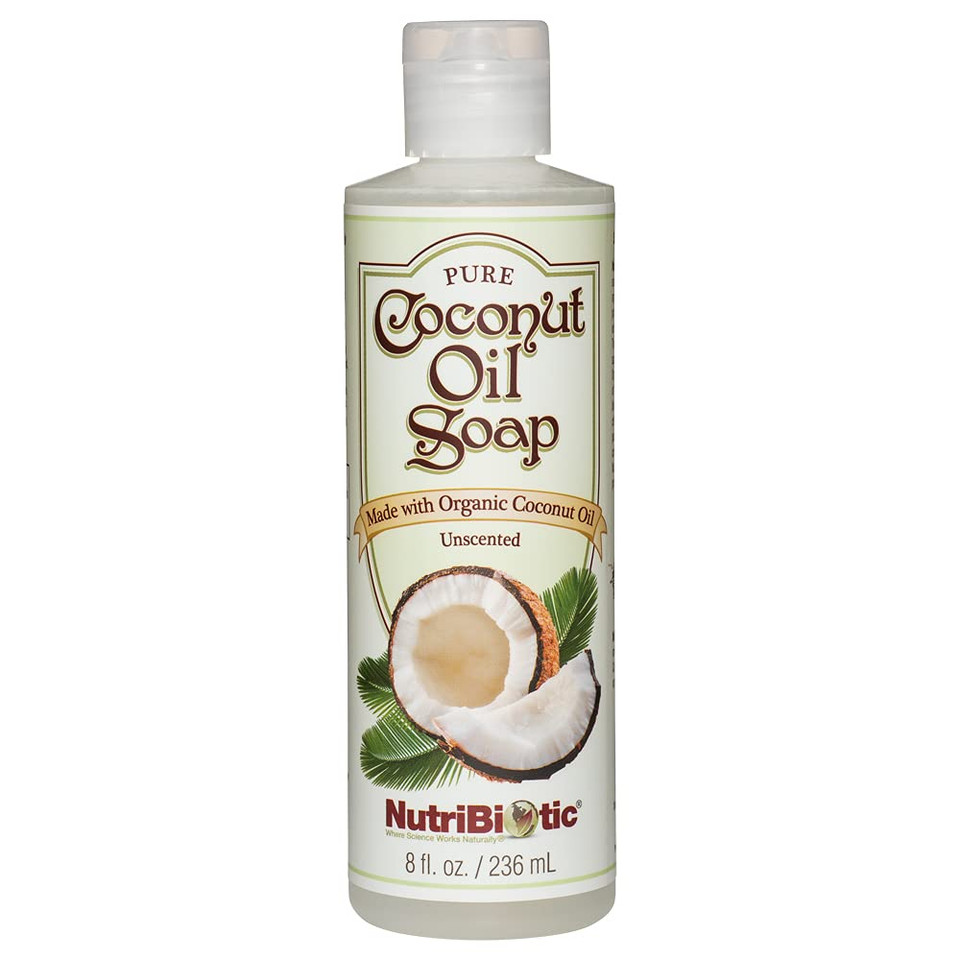 Nutribiotic  Pure Coconut Oil Soap, Unscented 8 Oz | Certified Organic, Unrefined, Biodegradable | Vegan & Made Without Gmos, Gluten, Parabens Or Sulfates | Rich, Cleansing Lather