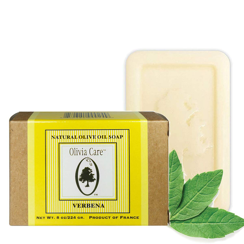 Olivia Care Premium Verbena Bath & Body Bar Soap | Organic, Vegan & Natural | Olive Oil | Repairs, Hydrates, Moisturizes & Deep Cleans | Good For Sensitive Dry Skin | Made In Usa | 8 Oz - (4 Pack)