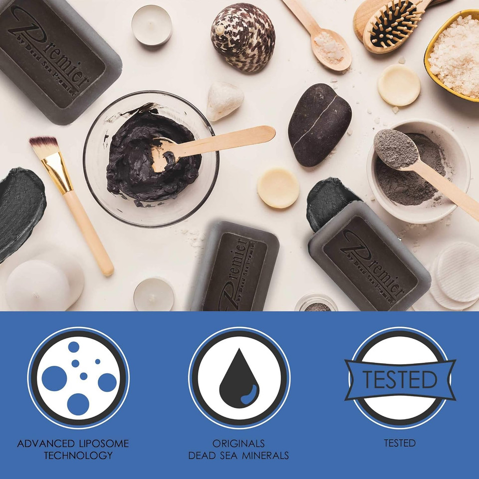 Premier Dead Sea Mineral Mud Bar Natural Body Wash, Face Wash, Hand Soap, For All Skin Types. Therapeutic And Antibacterial, Helps With Acne, Rosacea, Eczema And Psoriasis, 3.4 Oz