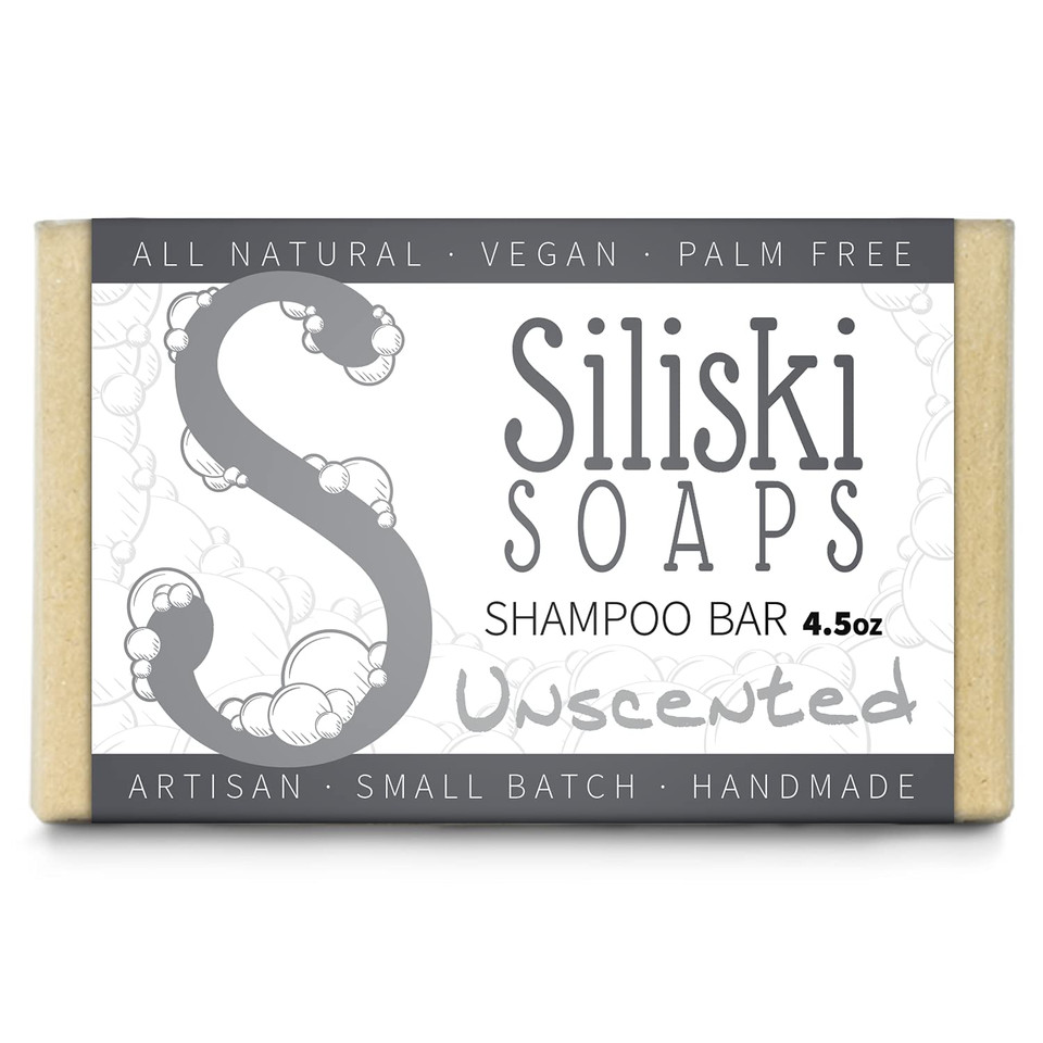 Siliski Soaps Simple Skincare Shampoo Bar, All Natural, Vegan And Palm Free - Unscented, 4.5 Oz