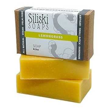 Siliski Soaps Simple Skincare, Hard, Gentle, Bath Soap, All Natural, Vegan And Palm Free - Lemongrass, 4.5 Oz