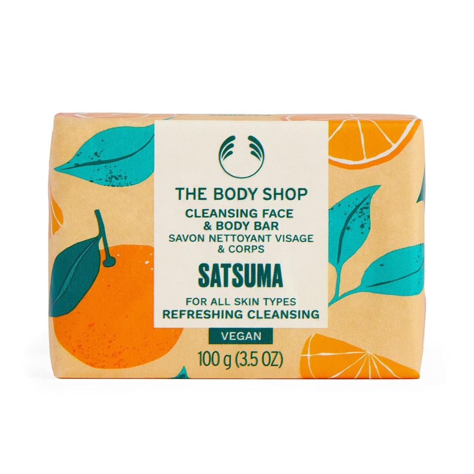 The Body Shop Satsuma Cleansing Face & Body Bar  Cleanses & Revitalizes Skin  Vegan  3.5Oz