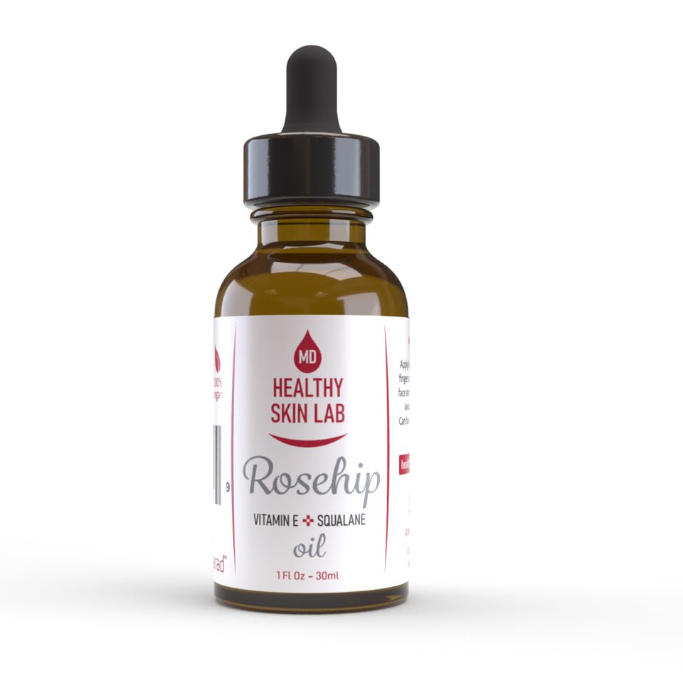 Healthy Skin Lab Rosehip Oil | Intensive Hydration Rosehip, Vitamin E & Squalane Skin Renewal Oil | 1Fl Oz / 30 Ml