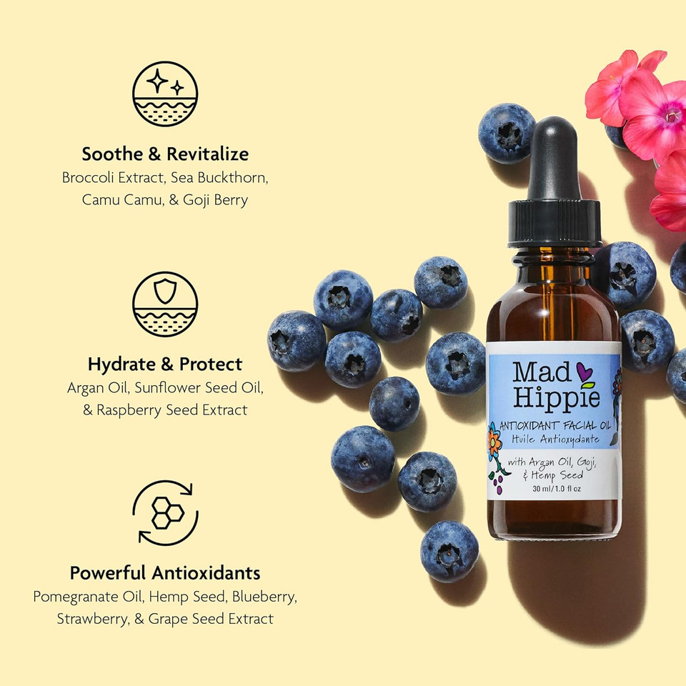 Mad Hippie Antioxidant Facial Oil - Face Oil For Women/Men With Organic Argan Oil, Non-Comedogenic Moisturizer For Face With Natural Sources Of Vitamin C & Vitamin E Oil For Skin Care, 1.02 Oz1 Fl Oz (Pack Of 1)