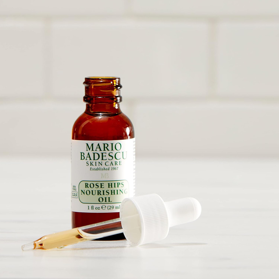 Mario Badescu Rose Hips Nourishing Oil For Combination, Dry And Sensitive Skin | Facial Oil That Moisturizes & Smoothes | Formulated With Rosehip Extract & Castor Oil| 1 Fl Oz (Pack Of 1)