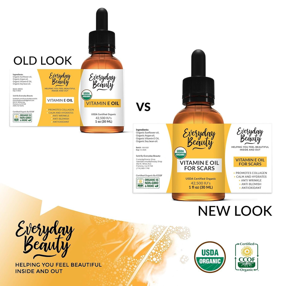 Organic Vitamin E Oil For Scars - Usda Certified 100% All Natural Plant Based 1Oz - Light And Unscented Great For Facial Scars After Surgery - Reduce Wrinkles, Anti Aging, Lighten Dark Spots1 Fl Oz (Pack Of 1)