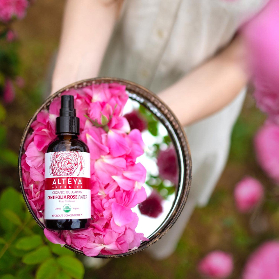 Alteya Organic Centifolia Rose Water Spray 120Ml Glass Bottle- 100% Usda Certified Organic Authentic Pure Rosa Centifolia Flower Water Steam-Distilled And Sold Directly By The Grower Alteya Organics