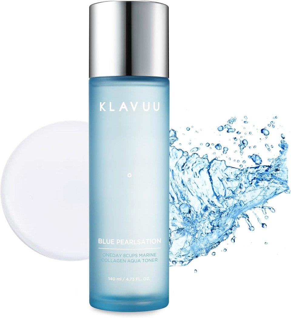 Blue Pearlsation One Day 8 Cups Marine Collagen Aqua Toner - Deeply Hydrating & Soothing For Skin Radiance, Non-Sticky Formula For All Day Comfort And Refreshment  4.73 Floz