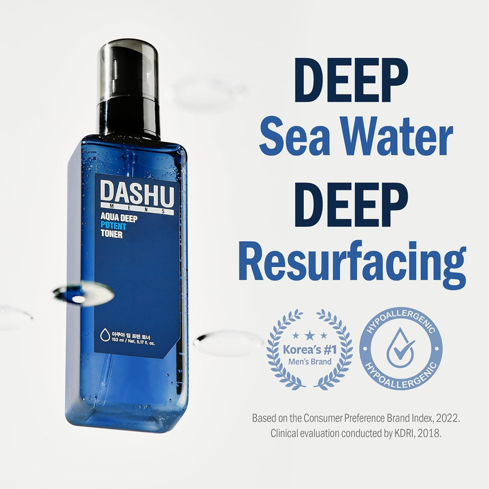 Dashu Mens Aqua Deep Potent Toner 5.17Fl Oz  Facial Toner, Tightens Pores, All Skin Types, Recondition And Purify Skin, Anti-Aging, Dead Skin Care, Moisturizing Dashu Mens Aqua Deep Potent Toner 5.17Fl Oz  Facial Toner, Tightens Pores, All Skin Types, Recondition And Purify Skin, Anti-Aging, Dead Skin Care, Moisturizing