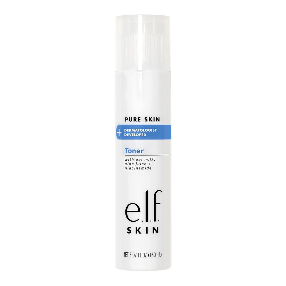 E.L.F. Pure Skin Toner, Gentle, Soothing & Exfoliating Daily Toner For A Smoother-Looking Complexion, Made With Oat Milk, Aloe Juice & Niacinamide, 5.07 Oz