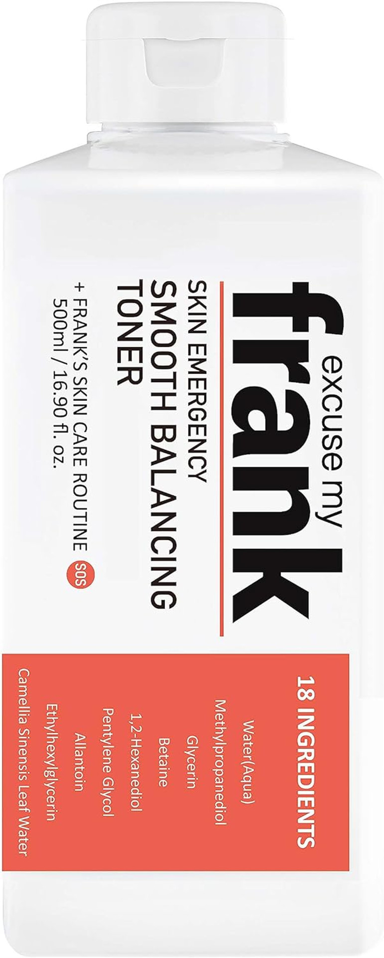 Excuse My Frank Skin Emergency Smooth Balancing Toner 500 Ml/16.90 Fl. Oz. Hydrating, Balancing, Calming, Pore Minimizing, Vegan, Cruelty-Free
