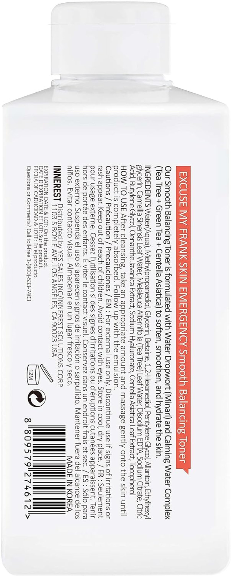 Excuse My Frank Skin Emergency Smooth Balancing Toner 500 Ml/16.90 Fl. Oz. Hydrating, Balancing, Calming, Pore Minimizing, Vegan, Cruelty-Free