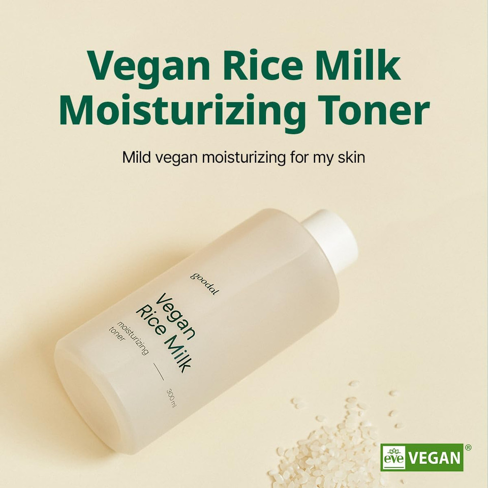 Goodal Vegan Rice Milk Moisturizing Toner/Formula With Aqua Ceramide, Plant-Based, Hydrating, Soothing, Low Ph, Strengthening Skin Barrier, Fast Absorbent
