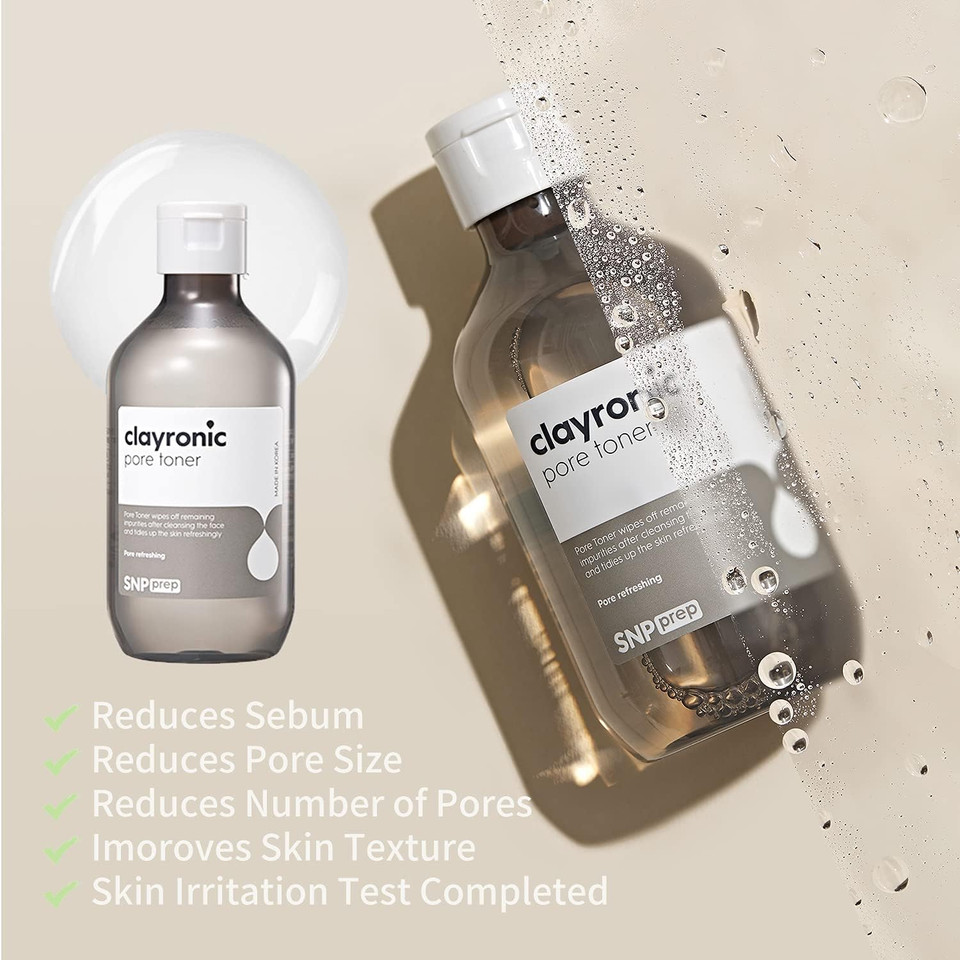 Snp Prep Clayronic Pore Toner 7.43 Fl Oz - Purifies Pores, Calms & Improves Skin Tone - Pore-Reducing, Minimizes Large Pores For Men And Women