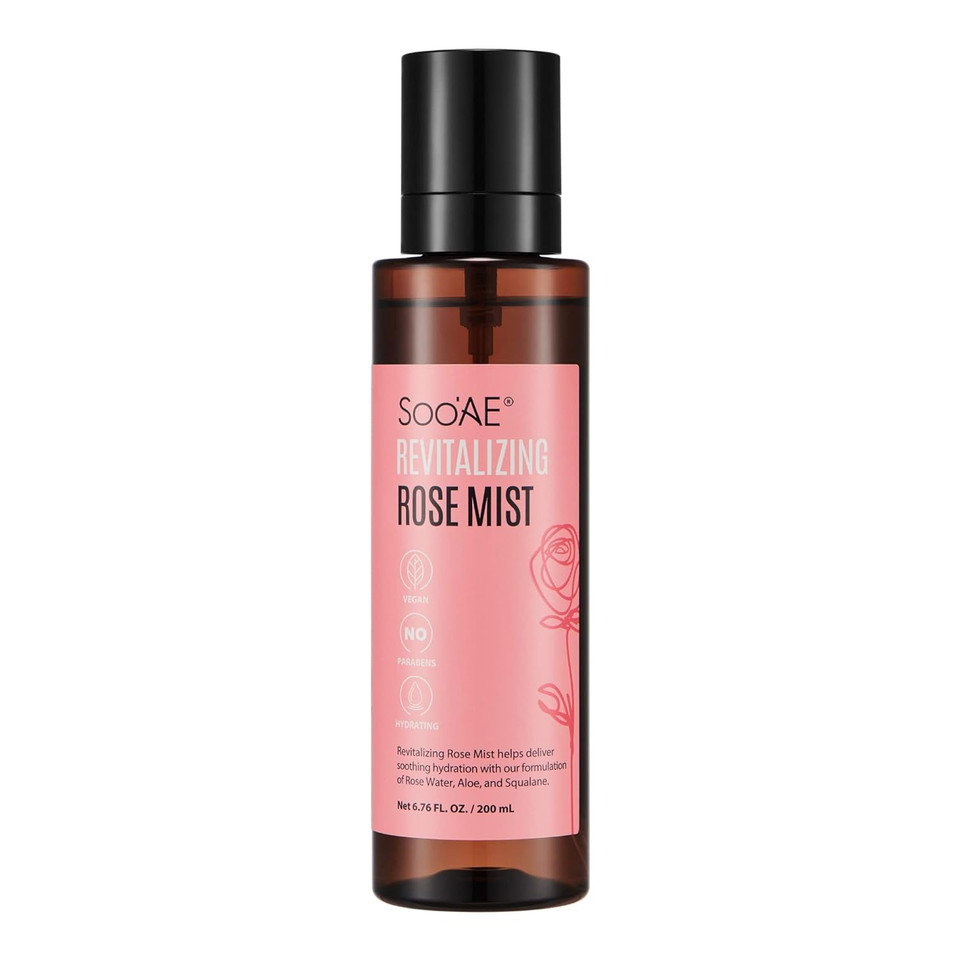 Soo'AE Revitalizing Rose Mist, Hydrating face Mist Spray with Rose Water Net 6.76 fl. Oz. / 200 ml, 1 Count - Alcohol Free Toner Facial MistRose6.76 Fl Oz (Pack of 1)