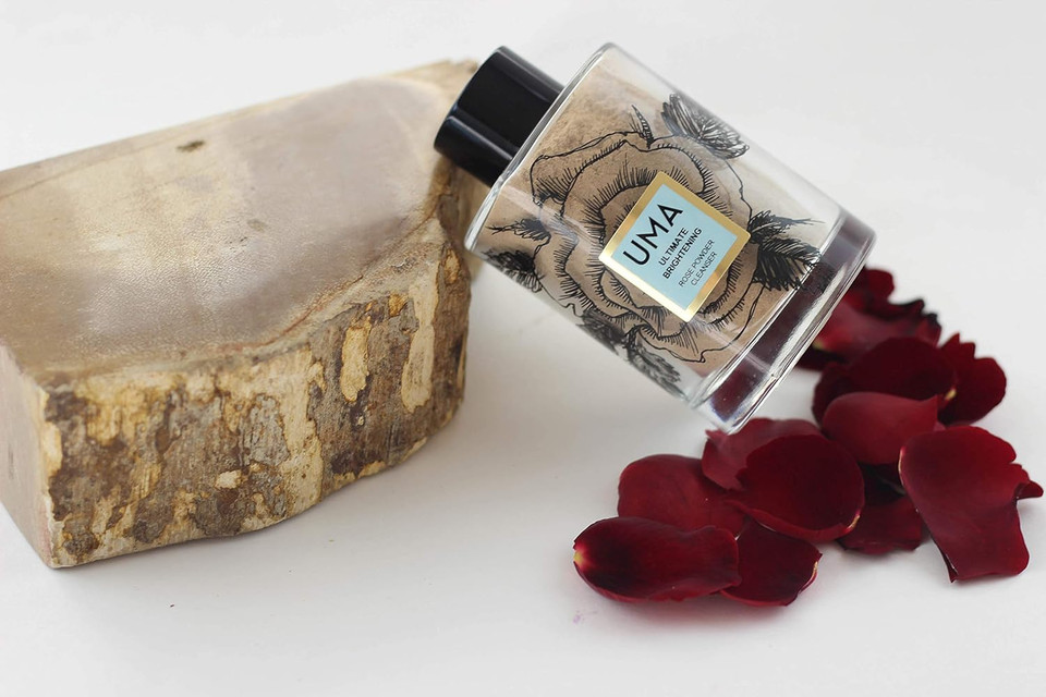 Uma Ultimate Brightening Rose Powder Cleanser | Ayurvedic Brightening & Exfoliating Cleanser For Normal To Dry Skin | Lifts Dirt, Minimizes Excess Oil & Unclogs & Tightens Pores| 100% Organic & Preservative-Free (4 Oz | 120 Ml)