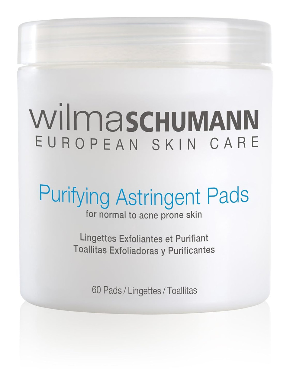 Wilma Schumann Purifying Astringent Pads - Remove Oil And Impurities, Formulated With Salicylic And Glycolic Acid - Skin Exfoliating Pads, Pack Of 60 - Luxury Skin Care