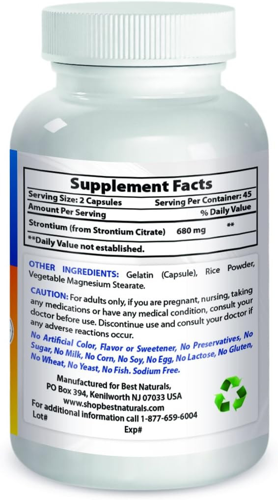 Best Naturals Strontium Bone Building Formula 680Mg/Serving 90 Capsules