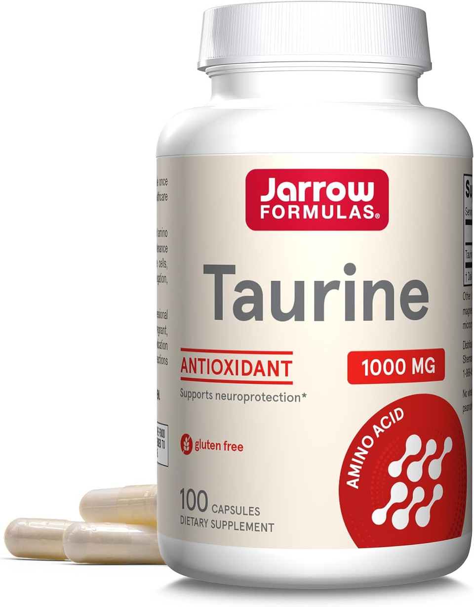 Jarrow Formulas Taurine 1000 mg - 100 Capsules - Antioxidant Amino Acid - Brain Health & Function Dietary Supplement - Pharmaceutical Grade Taurine Capsules - 100 Servings100 Count (Pack of 1)