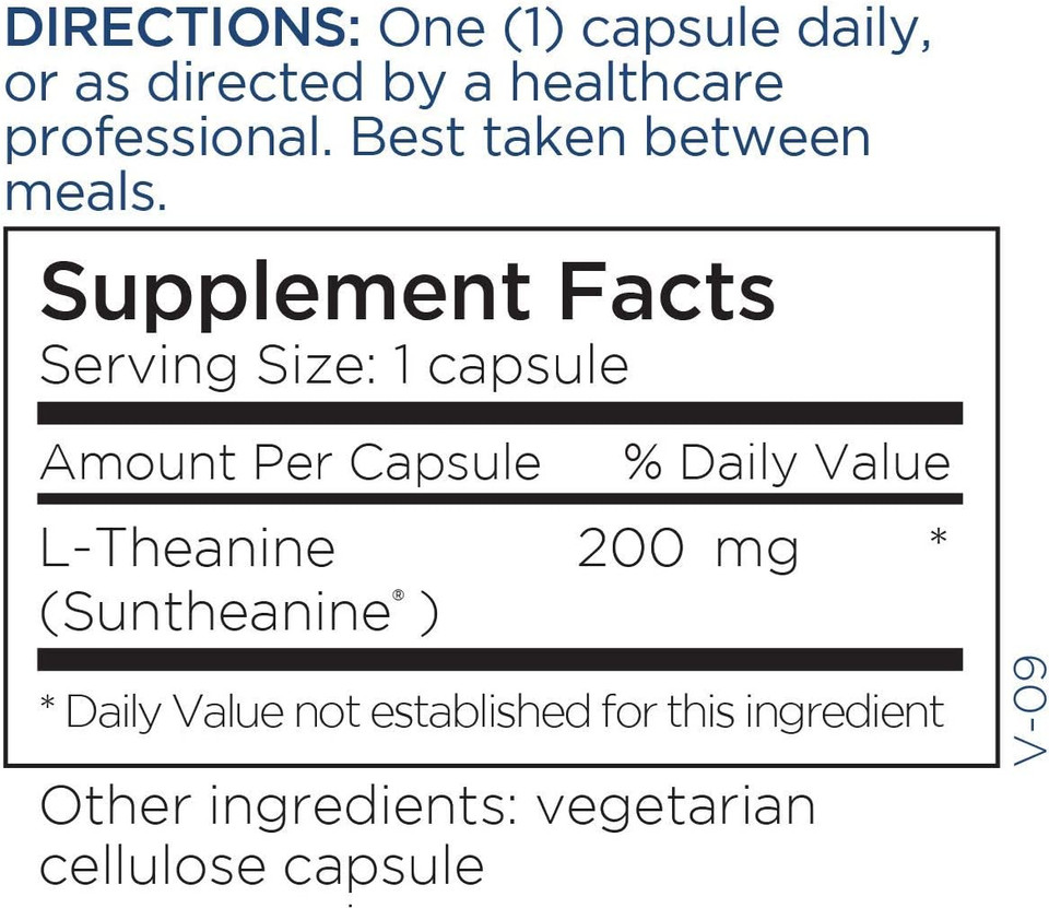 Metabolic Maintenance L-Theanine - 200 Milligrams Suntheanine, Relaxation + Focus Support (120 Capsules)