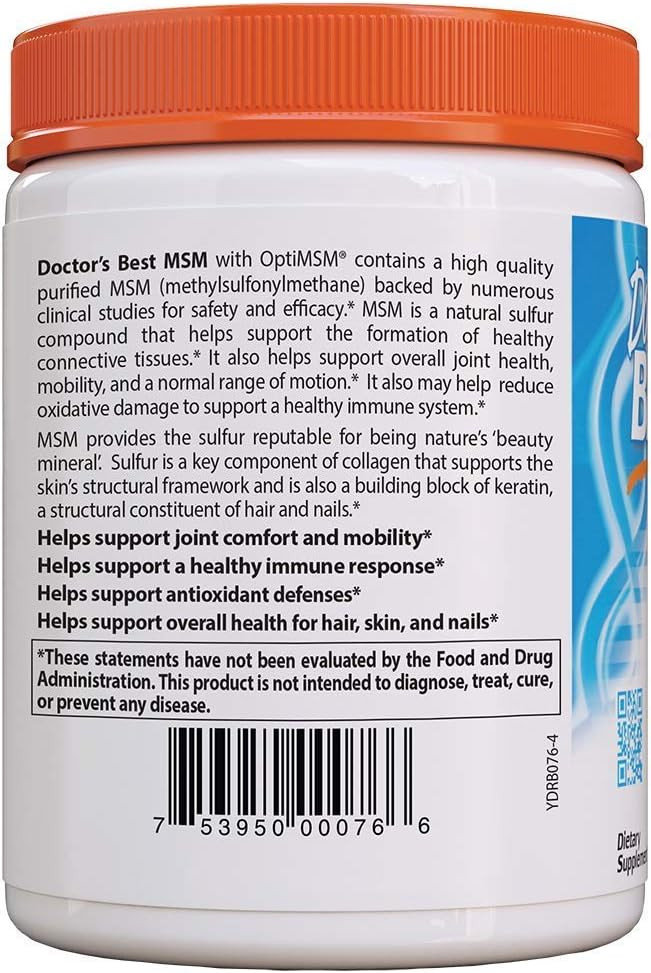 Doctor'S Best Msm Powder With Optimsm, Non-Gmo, Vegan, Gluten Free, Soy Free, 250 Grams
