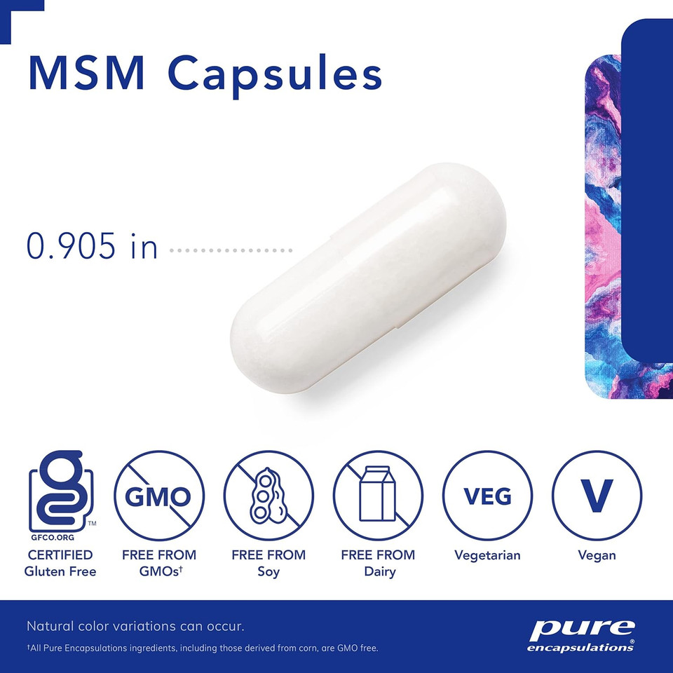 Pure Encapsulations Msm Capsules | Sulfur Supplement To Support Joints, Immune System, Connective Tissue, And Respiratory Health* | 360 Capsules360 Count (Pack Of 1)