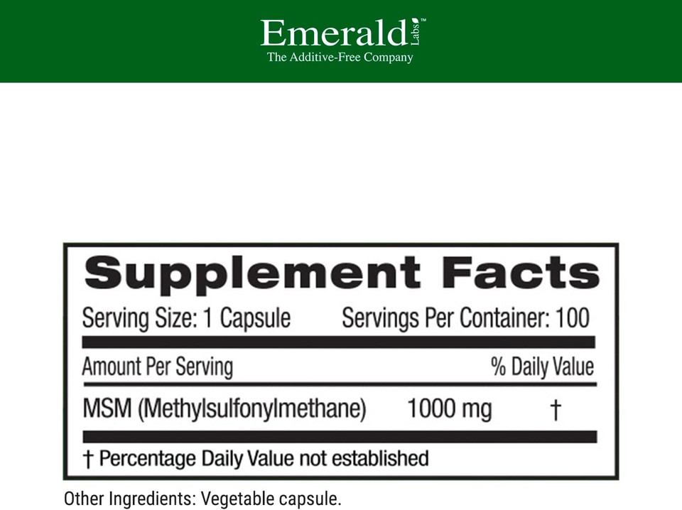 Ultra Botanicals Emerald Labs Msm 1000 Mg - Dietary Supplement With Plant-Sourced Methylsulfonylmethane For Joint Support And Healthy Immune Function - 100 Vegetable Capsules Ultra Botanicals Emerald Labs Msm 1000 Mg - Dietary Supplement With Plant-Sourced Methylsulfonylmethane For Joint Support And Healthy Immune Function - 100 Vegetable Capsules