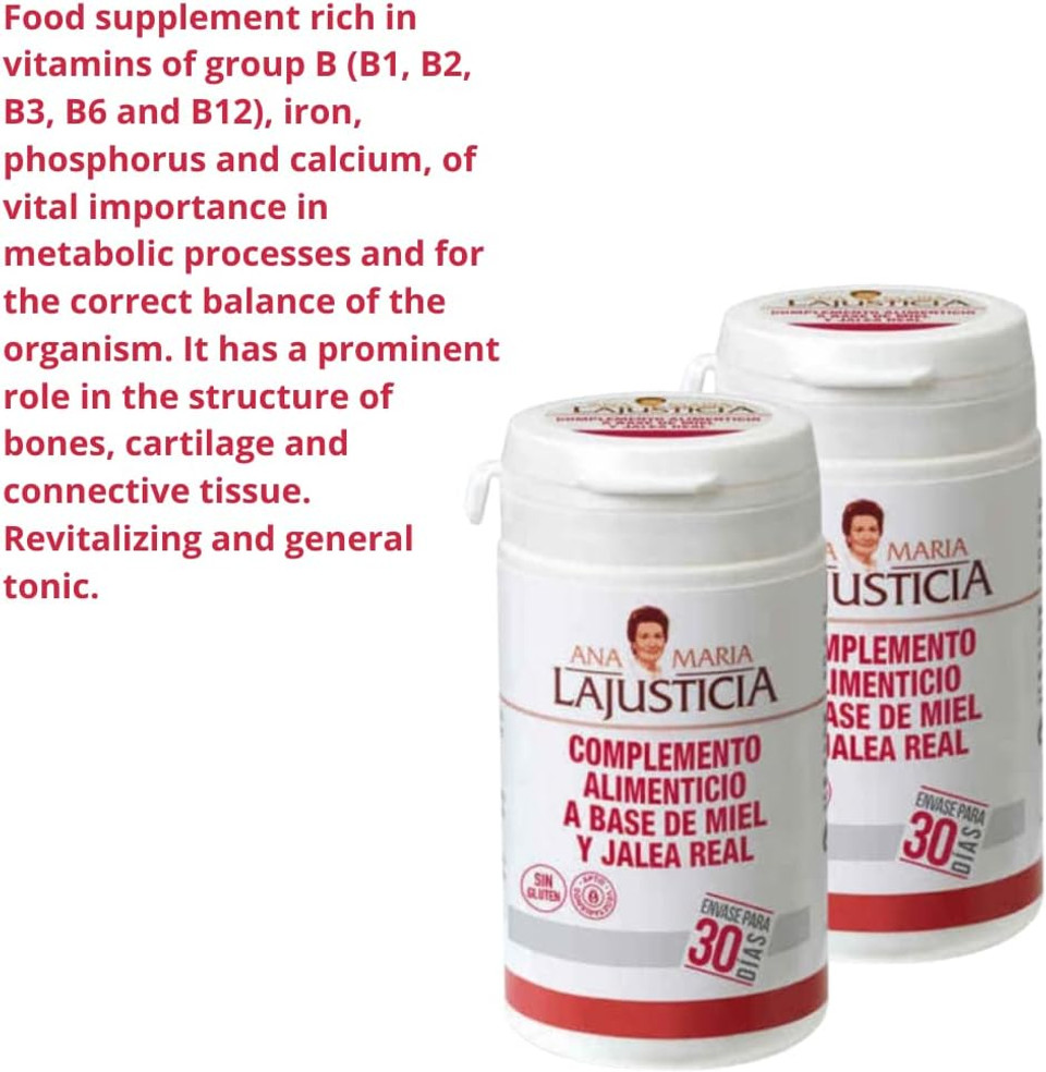 Ana Maria Lajusticia - Royal Jelly With Honey - Food Supplement - 135G - Dairy And Gluten Free. Vegetarian Friendly Perfect To Promote Vascular Health Ana Maria Lajusticia - Royal Jelly With Honey - Food Supplement - 135G - Dairy And Gluten Free. Vegetarian Friendly Perfect To Promote Vascular Health