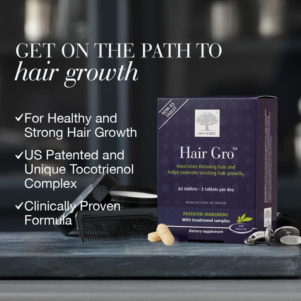 New Nordic Hair Gro | Hair Growth Supplement Tablets | Biotin & Palm Fruit Extract For Natural Regrowth | Swedish Made | 60 Count (Pack Of 1)60 Count (Pack Of 1)