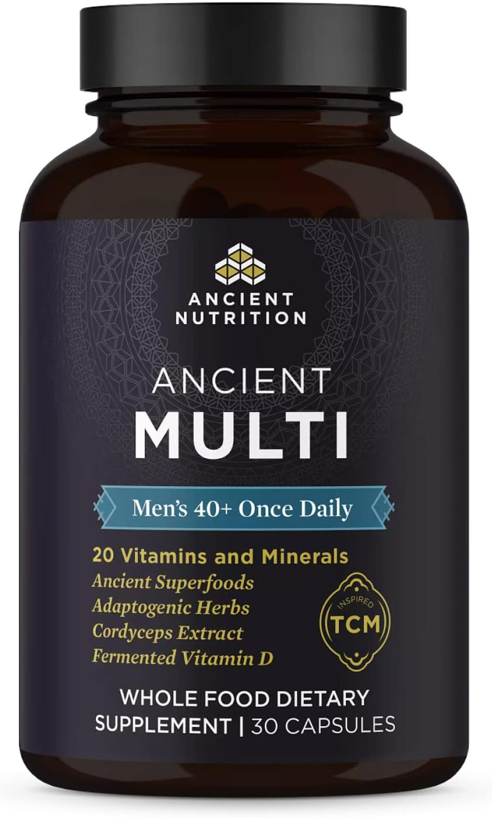 Ancient Nutrition Multivitamin for Men, Ancient Multi Men's 40+ Once Daily Vitamin Supplement 30 Ct, Vitamin A, Vitamin B and Vitamin K2, Supports Immune System, Paleo and Keto Friendly