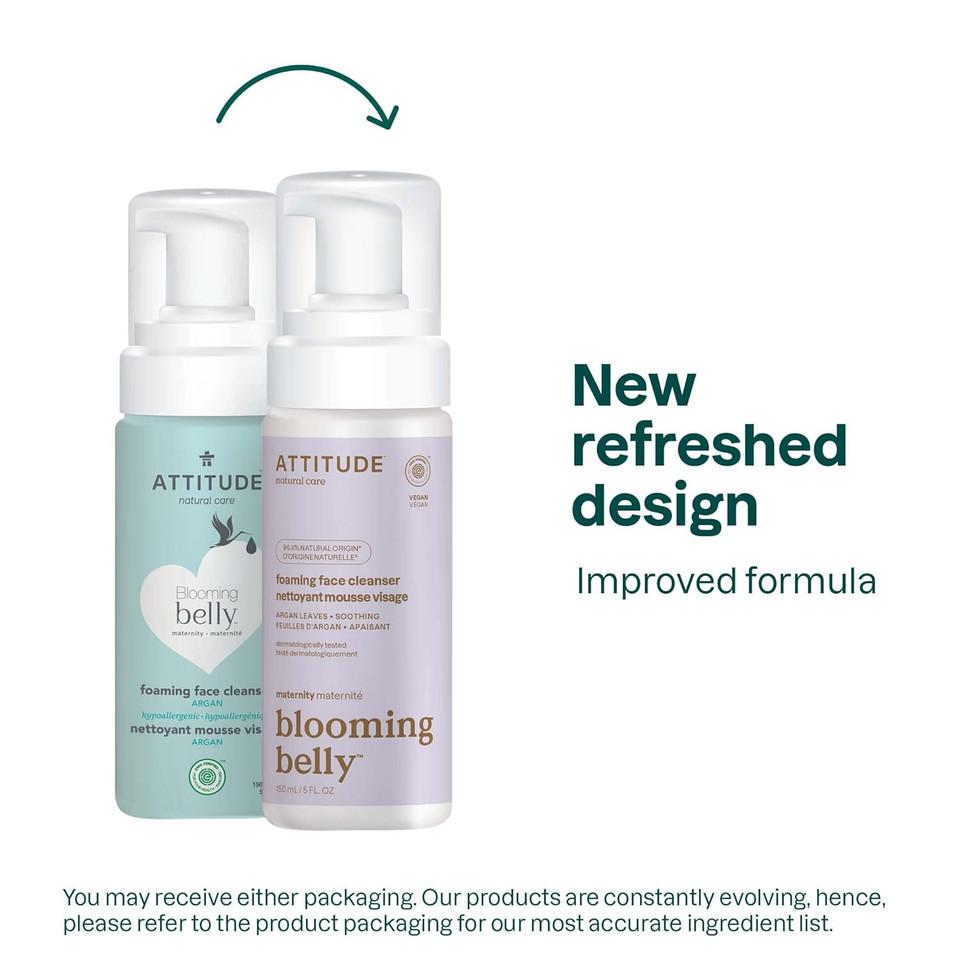 Attitude Pregnancy Foaming Face Cleanser, Ewg Verified, Dermatologically Tested, Plant And Mineral-Based, Vegan Maternity Products, Argan Leaf Extract, 5 Fl Oz