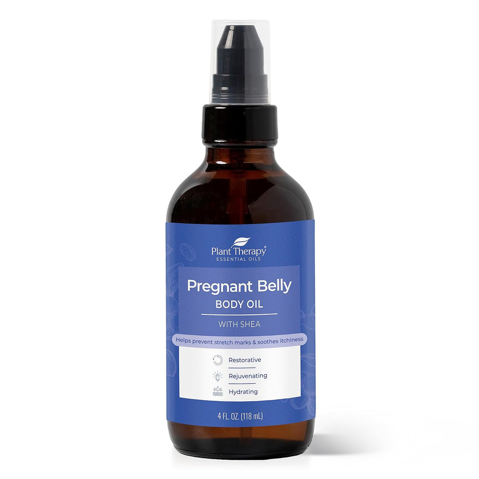 Plant Therapy Pregnant Belly Body Oil With Shea 4 Oz Soothes Tight, Itchy-Feeling Skin, Conditions And Nourishes Growing Bellies