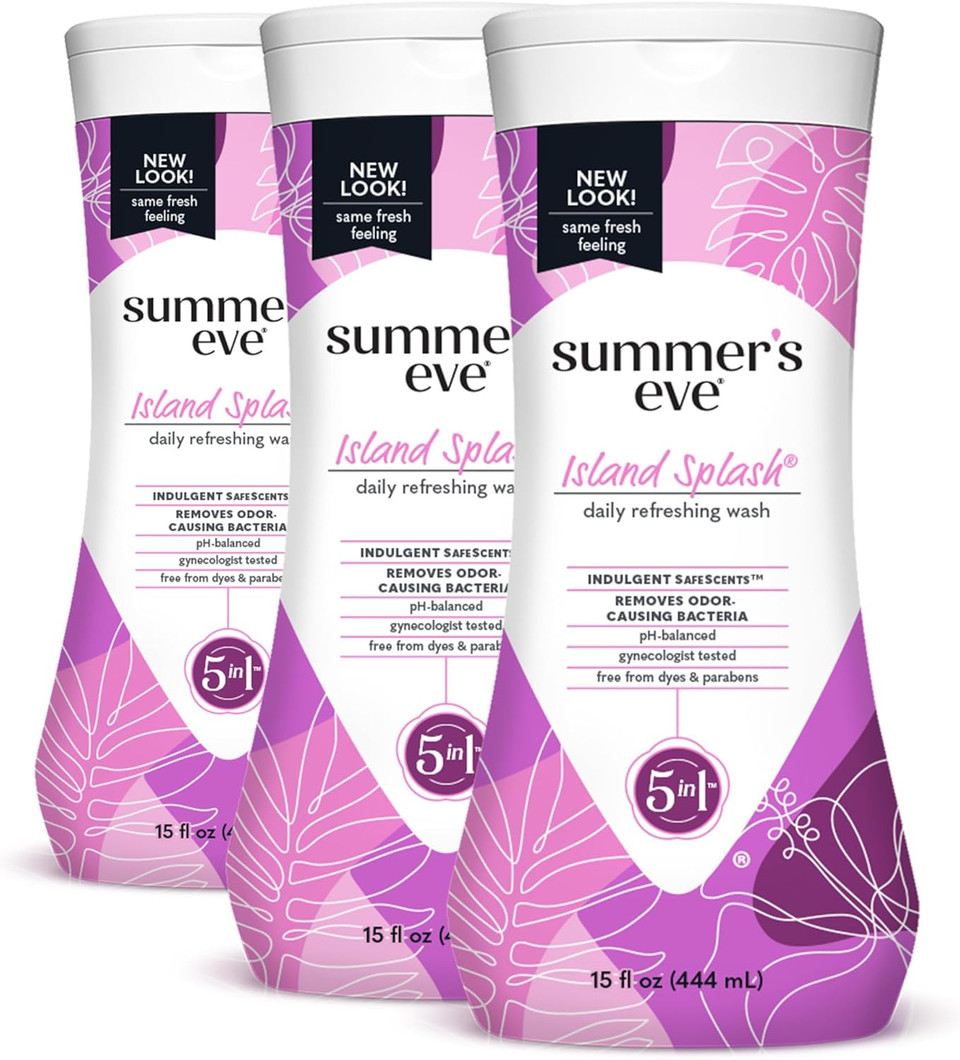 Summer'S Eve Island Splash Refreshing Daily All Over Feminine Body Wash, Removes Odor, Feminine Wash Ph Balanced, 15 Fl Oz, 3 Pack