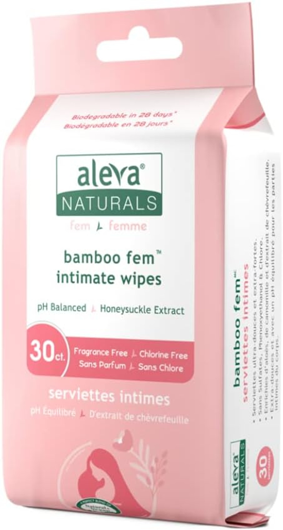 Aleva Naturals Bamboo Fem Wipes, 30 Count