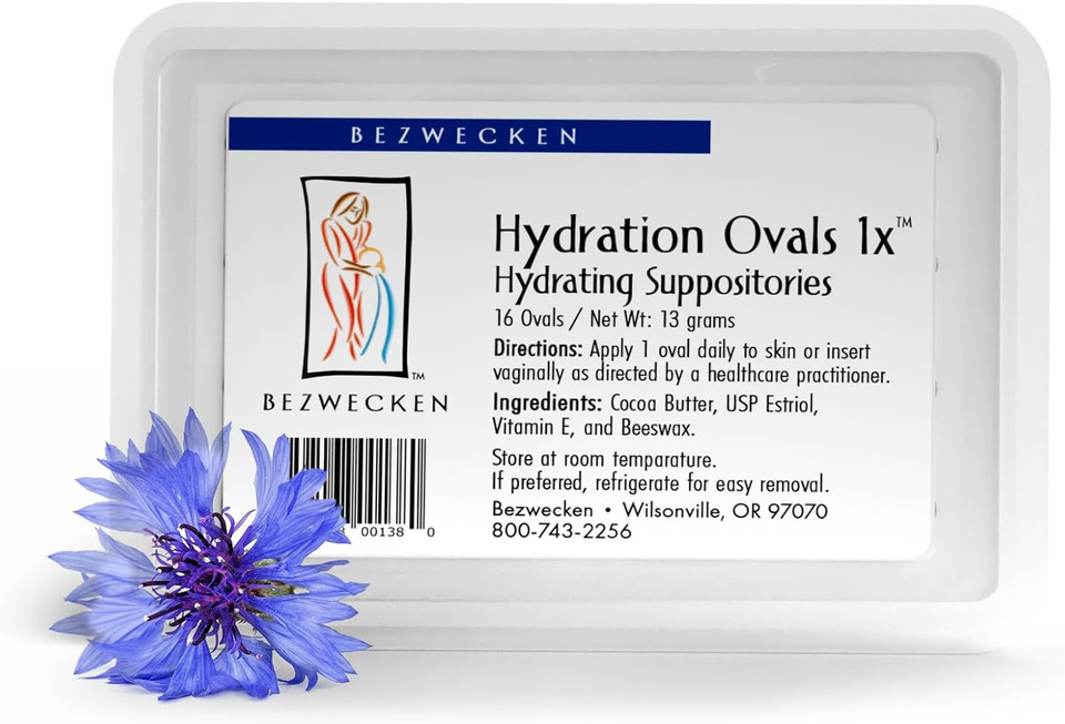 Bezwecken  Hydration Ovals 1X  16 Oval Suppositories - Professionally Formulated To Alleviate Vaginal Dryness In Menopausal Women - Safe, Natural & Paraben Free