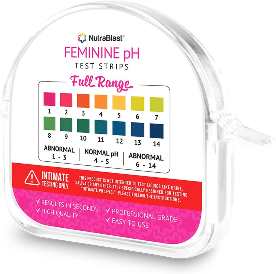 Nutrablast Feminine Ph Test Strips Full Range 1-14 | Monitor Intimate Health | Easy To Use & Accurate Womenã¢ÂS Acidity & Alkalinity Balance Level Tester Kit
