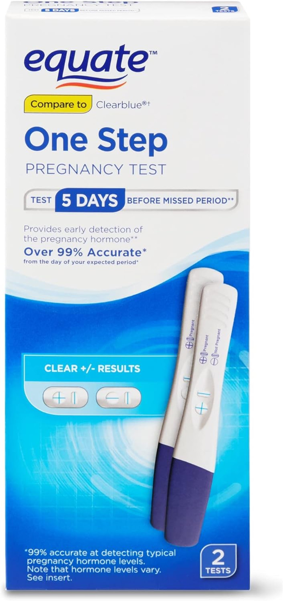 One Step Pregnancy Test, 2Ct, By Equate Compare To E.P.T
